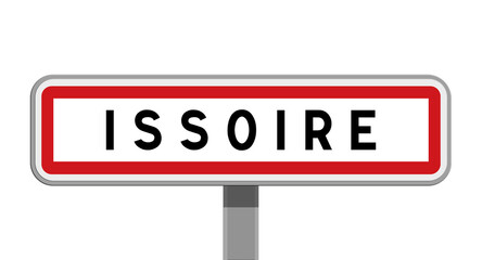 Panneau sur poteau central de ville d’Issoire, Puy-de-Dôme