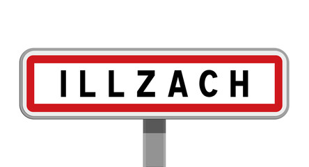 Panneau sur poteau central de ville d'Illzach, Haut-Rhin, Grand Est
