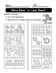 Bee Themed Number Worksheets for Kindergarten and Preschool Math Practice