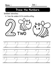 Bee Themed Number Worksheets for Kindergarten and Preschool Math Practice