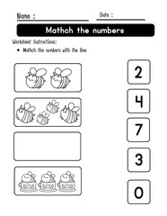 Bee Themed Number Worksheets for Kindergarten and Preschool Math Practice