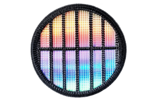 Abstract Illustration Of A Colorful Grid Inside A Black Circle With Transparent Background