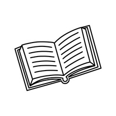 Open book illustration. School supply doodle design. Office element - stationery and art school supply. Back to school. Open book hand drawn element - for reading and writing, textbook icon.