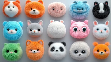 set of colorful easter bunnies