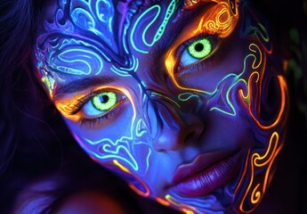 Neon Face Art By Generated AI