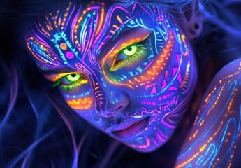 Neon Face Art By Generated AI
