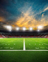 Empty American Football Field with Copy Space