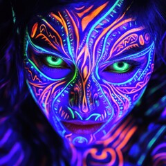 Neon Face Art By Generated AI