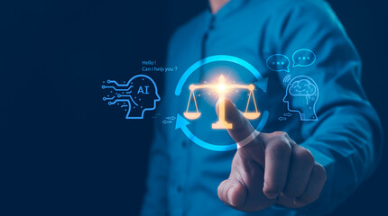 AI ethics or AI Law concept. Developing AI codes of ethics. Compliance, regulation, standard ,...