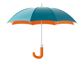 An Illustration Of Blue And Orange Umbrella Isolated On Transparent Background