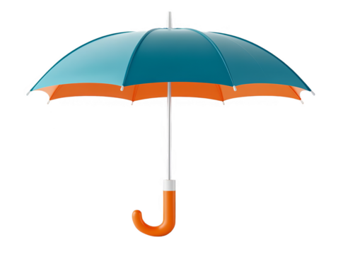 An Illustration Of Blue And Orange Umbrella Isolated On Transparent Background - Powered by Adobe