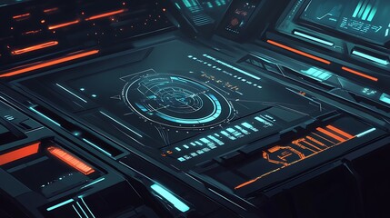 Obraz premium Futuristic sci-fi control panel interface.