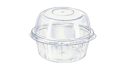 Watercolor Clear Plastic Dessert Container - A single, clear plastic container with a dome lid, ideal for individual desserts or treats. Perfect for bakery packaging