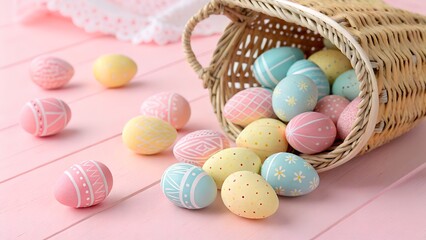 colorful easter eggs in basket