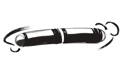 Black Pen Illustration Isolated on Transparent Background Digital Drawing