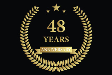 Fototapeta premium 48 years anniversary icon with laurel wreath and number, vector illustration.