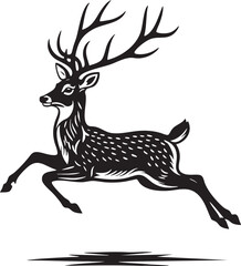 Black EPS Reindeer Vector Graphic