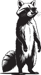 Cool Raccoon EPS Vector Outline