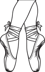 Ballet Pointe Shoes Vector Outline Black SVG Art
