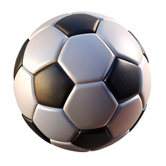 3D Realistic Soccer Ball Icon &ndash; Classic Black and White Football on Transparent Background