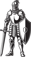 Fototapeta premium Black and White Knight EPS Vector Outline
