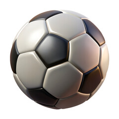3D Realistic Soccer Ball Icon – Classic Black and White Football on Transparent Background