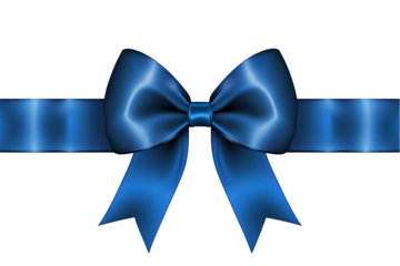 Elegant Blue Ribbon Bow Decoration Isolated On Transparent Background