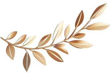 Elegant Golden Leaves Illustration Isolated On Transparent Background