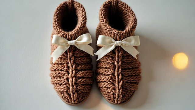 a pair of knitted bootees on a white background_g_1_3_1.png