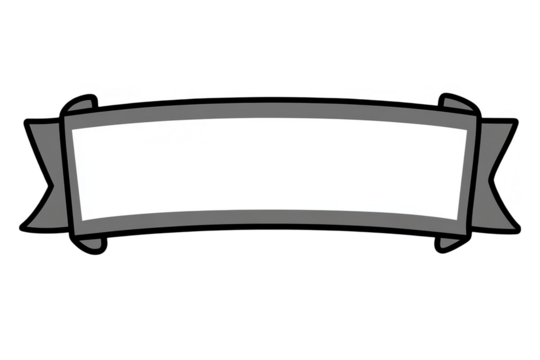 Illustration Of A Grey Ribbon Banner With Blank White Space On A Transparent Background