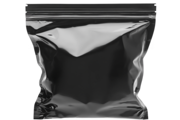 Isolated Black Plastic Bag 3D Illustration On Transparent Background