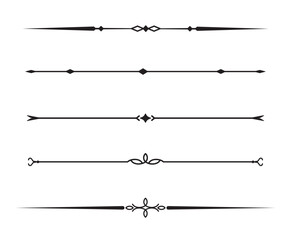 Set of Vintage decorative lines. text dividers. Line border. Lines separators, Borders, Vintage dividers, Underline elements. Vector illustration