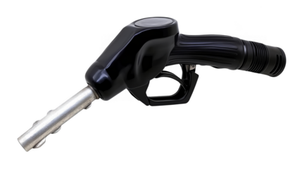 Isolated Black Fuel Nozzle Metallic Detail on Transparent Background
