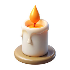 3D Render of a Burning Candle with Melting Wax &ndash; Isolated on Transparent Background