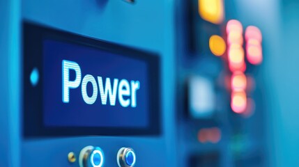 Digital Power Control Panel Display Showing Energy Power Industrial Technology Background
