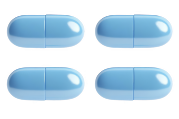 Isolated Blue Capsules Illustration on Transparent Background