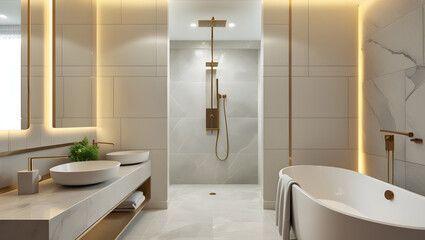modern bathroom interior with shower