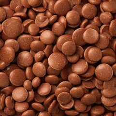 Milk chocolate buttons arranged artfully, exhibiting uniformity and appealing roundness - glossy symmetrical appealing sweets
