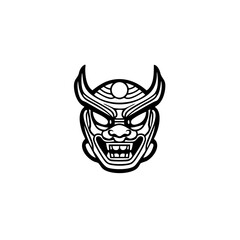Ornate Demon Mask Logo Tribal Horned Spirit Face Illustration