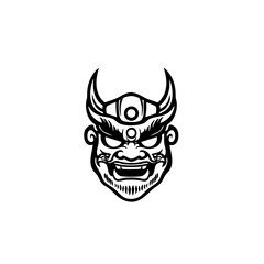 Ornate Demon Mask Logo Tribal Horned Spirit Face Illustration