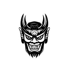 Ornate Demon Mask Logo Tribal Horned Spirit Face Illustration