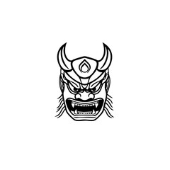 Ornate Demon Mask Logo Tribal Horned Spirit Face Illustration
