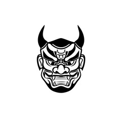 Ornate Demon Mask Logo Tribal Horned Spirit Face Illustration