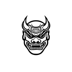 Ornate Demon Mask Logo Tribal Horned Spirit Face Illustration