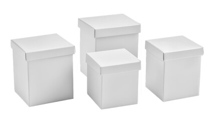 Isolated 3d Illustration Of White Boxes On Transparent Background