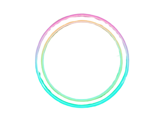 A bright, vibrant neon light ring with a realistic glow effect, isolated on a transparent background, ideal for futuristic and tech designs.