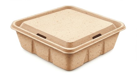 Eco Friendly Molded Pulp Food Box - Sustainable, biodegradable packaging. Earth tones, recyclable material, convenient design, space