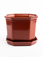 Plastic flower pot isolated on a white background