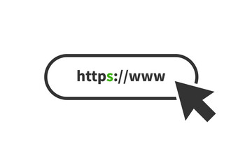 Browser Address Bar with HTTPS Protocol Sign. Website click icon. Modern search Form illustrator design.