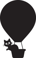 Hot Air Balloon with a Cat silhouette vector design